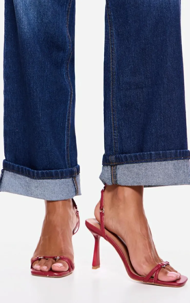 PrettyLittleThing Mid Heels*PU Square Toe Buckle Detail Barely There Mid Heeled Sandals