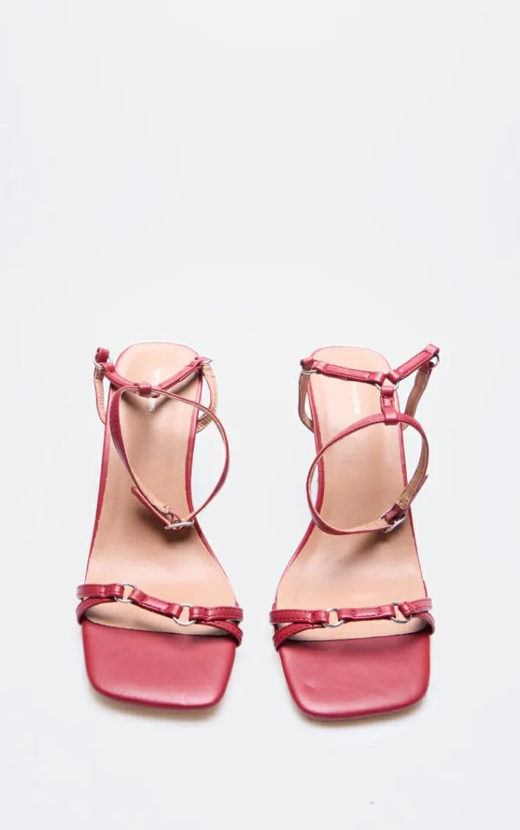 PrettyLittleThing Mid Heels*PU Square Toe Buckle Detail Barely There Mid Heeled Sandals