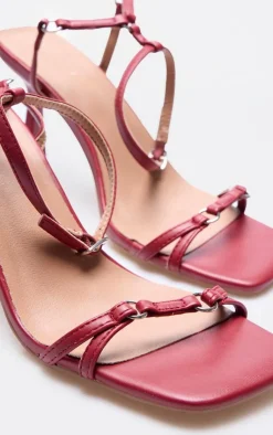 PrettyLittleThing Mid Heels*PU Square Toe Buckle Detail Barely There Mid Heeled Sandals