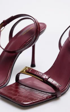 PrettyLittleThing High Heels*PU Square Toe Double Buckle High Stiletto Heeled Sandals