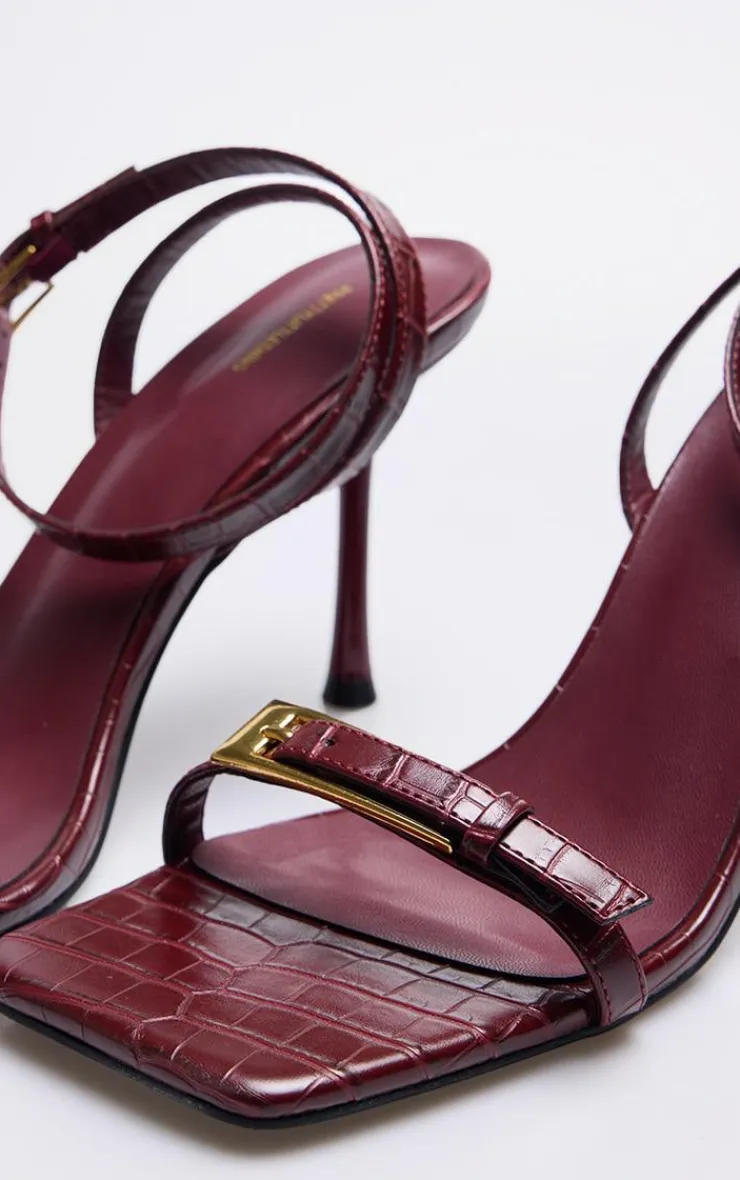 PrettyLittleThing High Heels*PU Square Toe Double Buckle High Stiletto Heeled Sandals