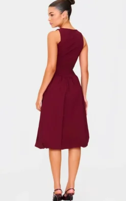 Racer Drop Waist Puffball Midi Dress-PrettyLittleThing Discount