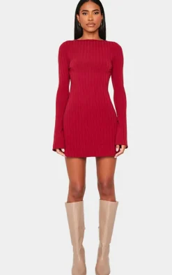 Rib Tie Cut Out Back Bodycon Dress-PrettyLittleThing