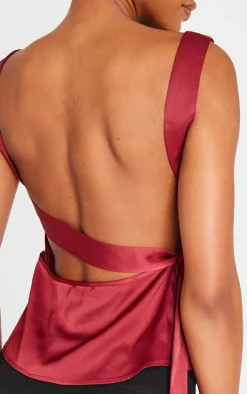 Satin Backless Long Top-PrettyLittleThing Online