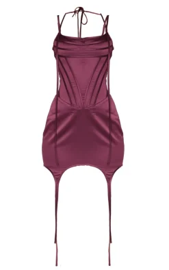 Satin Corset Bodice Mini Dress-PrettyLittleThing Online
