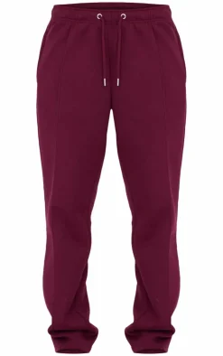 Hot PrettyLittleThing Seam Detail Wide Leg Sweatpants Burgundy