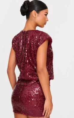 Sequin Shoulder Pad Sleeveless Bodycon Dress-PrettyLittleThing Online