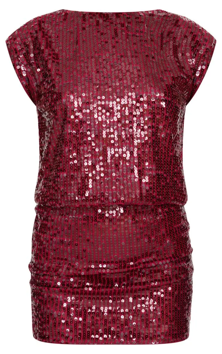 Sequin Shoulder Pad Sleeveless Bodycon Dress-PrettyLittleThing Online