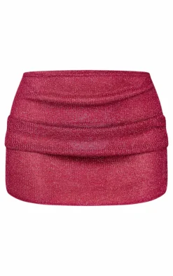 Sheer Sequin Knit Ruched Side Mini Skirt-PrettyLittleThing