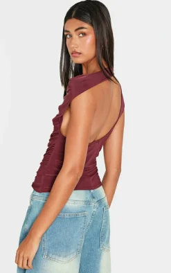 Slinky Backless Asymmetric Long Top-PrettyLittleThing Clearance
