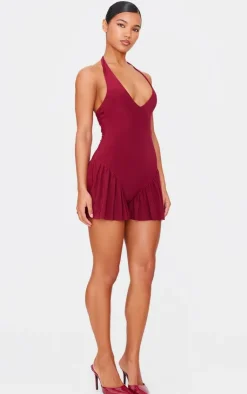 Slinky Dropped Waist Plunge Romper-PrettyLittleThing New
