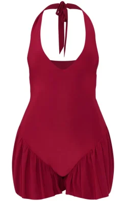 Slinky Dropped Waist Plunge Romper-PrettyLittleThing New