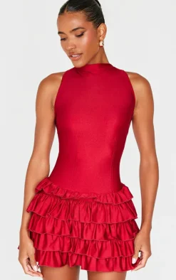 Slinky Frill Hem Micro Mini Dress-PrettyLittleThing Discount