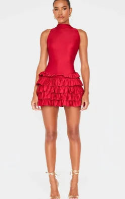 Slinky Frill Hem Micro Mini Dress-PrettyLittleThing Discount