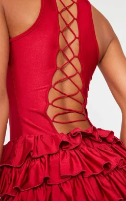 Slinky Frill Hem Micro Mini Dress-PrettyLittleThing Discount