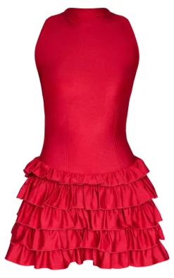 Slinky Frill Hem Micro Mini Dress-PrettyLittleThing Discount