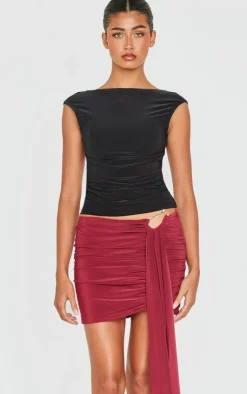 Slinky Jersey Draped Mini Skirt-PrettyLittleThing Sale