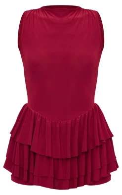 PrettyLittleThing Christmas Shop*Slinky Lace Up Back Detail Rara Skort Romper