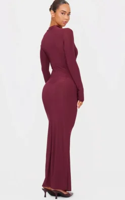 Slinky Long Sleeve Maxi Dress-PrettyLittleThing Clearance
