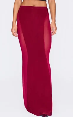 Slinky Mesh Detail Maxi Skirt-PrettyLittleThing New