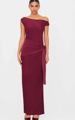Slinky Off Shoulder Wrap Detail Maxi Dress-PrettyLittleThing Sale