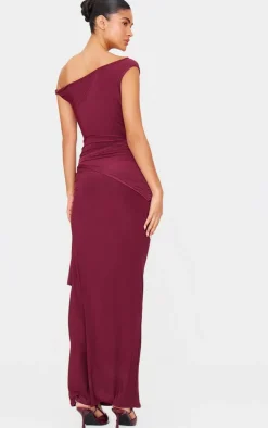 Slinky Off Shoulder Wrap Detail Maxi Dress-PrettyLittleThing Sale