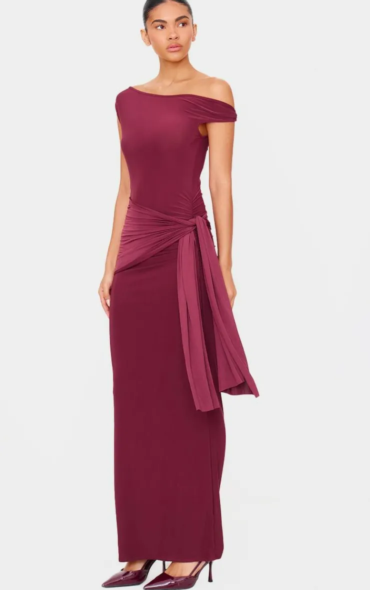 Slinky Off Shoulder Wrap Detail Maxi Dress-PrettyLittleThing Sale