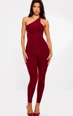 Slinky One Shoulder Twist Back Detail Jumpsuit-PrettyLittleThing