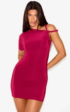 Slinky Twist Shoulder Bodycon Dress-PrettyLittleThing