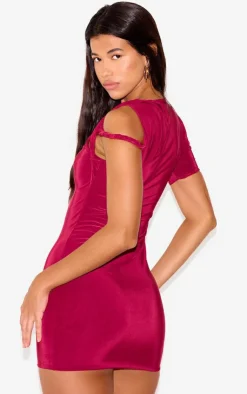 Slinky Twist Shoulder Bodycon Dress-PrettyLittleThing