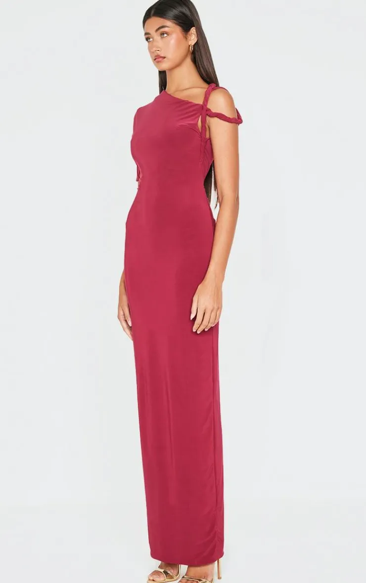 Slinky Twist Shoulder Midaxi Dress-PrettyLittleThing New