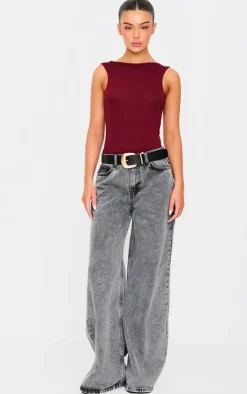 PrettyLittleThing Thanksgiving Outfits*Soft Jersey Open Back Bodysuit