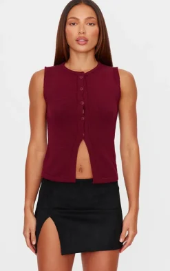 PrettyLittleThing Christmas Shop*Soft Knitted Button Through Vest