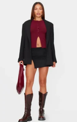 PrettyLittleThing Christmas Shop*Soft Knitted Button Through Vest