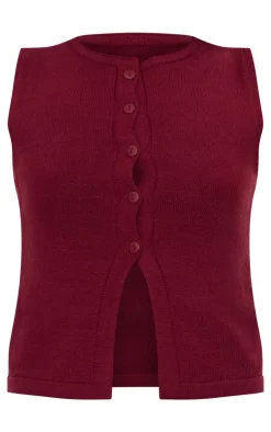 PrettyLittleThing Christmas Shop*Soft Knitted Button Through Vest