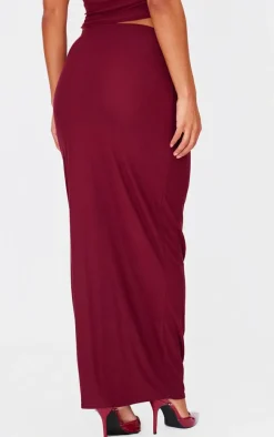 Outlet PrettyLittleThing Soft Touch Mid Rise Maxi Skirt Burgundy