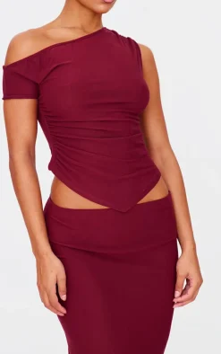 Outlet PrettyLittleThing Soft Touch Mid Rise Maxi Skirt Burgundy
