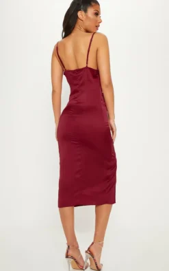 Strappy Satin Cowl Midi Dress-PrettyLittleThing Discount