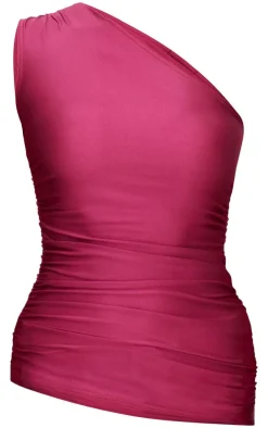 PrettyLittleThing Sleeveless Tops*Stretch Slinky Ruched Side Long Top