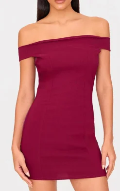 Stretch Woven Bardot Bodycon Dress-PrettyLittleThing Online