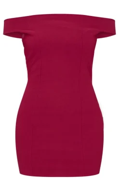 Stretch Woven Bardot Bodycon Dress-PrettyLittleThing Online