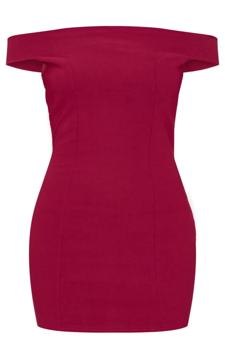Stretch Woven Bardot Bodycon Dress-PrettyLittleThing Online