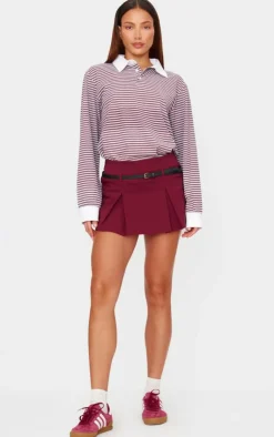 PrettyLittleThing Thanksgiving Outfits*Stretch Woven Low Rise Belted Skort