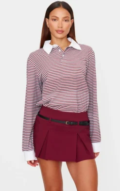 PrettyLittleThing Thanksgiving Outfits*Stretch Woven Low Rise Belted Skort