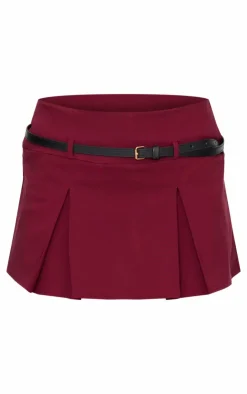 PrettyLittleThing Thanksgiving Outfits*Stretch Woven Low Rise Belted Skort