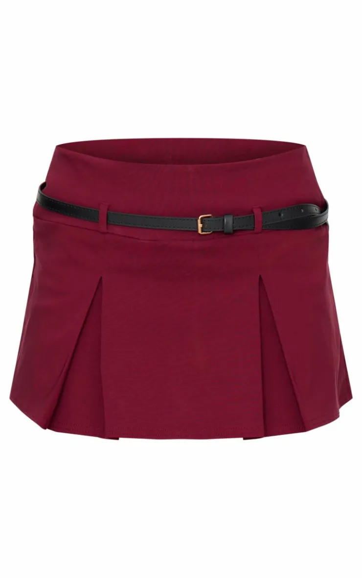 PrettyLittleThing Thanksgiving Outfits*Stretch Woven Low Rise Belted Skort
