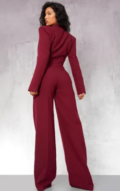 Tailored Satin Lapel Straight Leg Jumpsuit-PrettyLittleThing Best