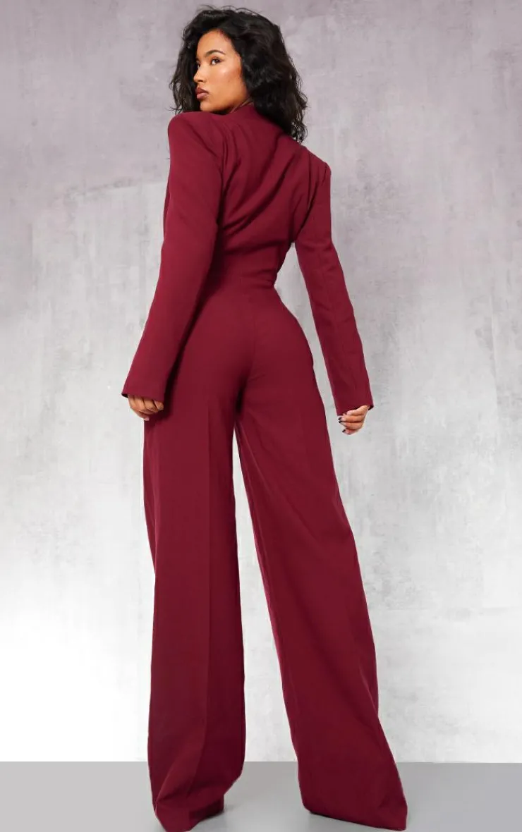 Tailored Satin Lapel Straight Leg Jumpsuit-PrettyLittleThing Best