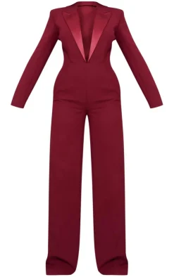 Tailored Satin Lapel Straight Leg Jumpsuit-PrettyLittleThing Best