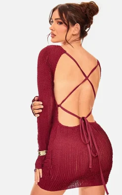 Textu Backless Tie Bodycon Dress-PrettyLittleThing Online